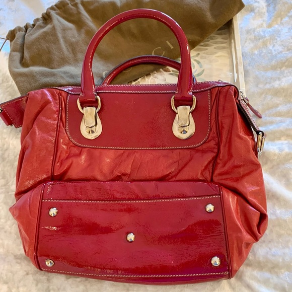 Gucci Dialux Snow Glam Hobo Bag in Red Lambskin Leather with Red Patent Leather - Picture 2 of 7